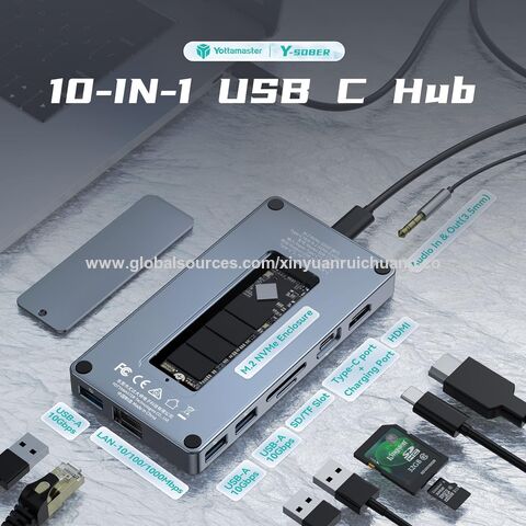 USB C Hub with M.2 SSD Enclosure, ORICO 10-in-1 USB-C Docking