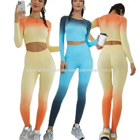 Acheter Ensemble de Leggings Slim à manches longues et courtes pour femmes,  couleur Pure, sport, Fitness, Yoga