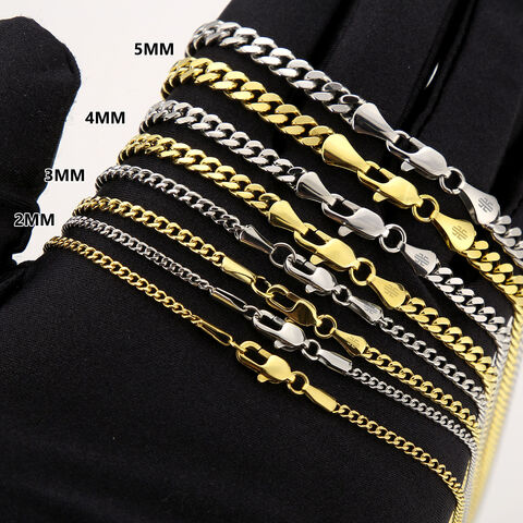 Bulk Buy China Wholesale Custom 2mm 3mm Miami Cuban Gold Silver