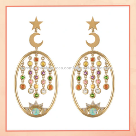ad gold polish long earrings adgple220550 – RevaBeads