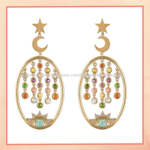 American diamond chandbali earrings Latest Design | AD stone ganga jam –  Indian Designs