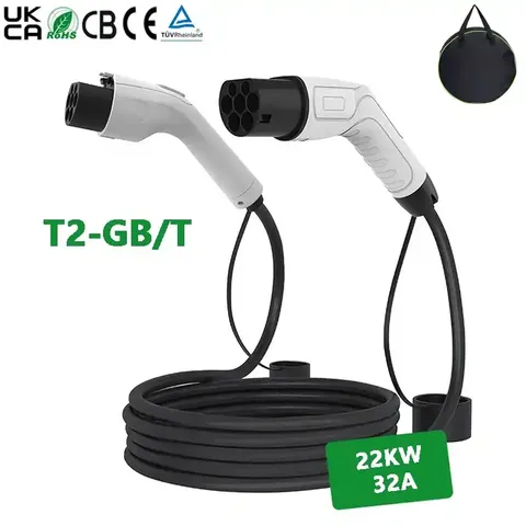 GBT to Type 2 EV Charging Cable 32A 22KW Three Phase 5M Cable