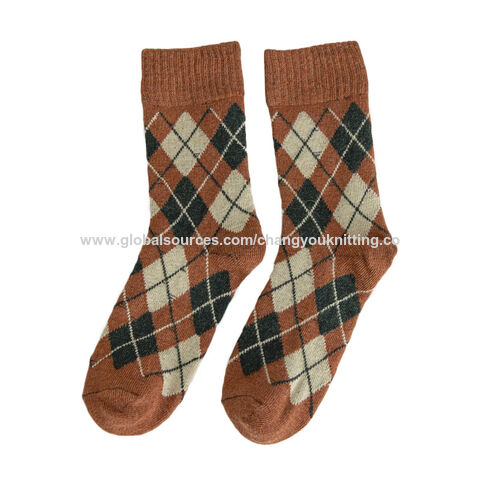 Buy Wholesale China Ins Tide Diamond Check Retro British Style Woolen Winter  Socks Women's Socks Plus Fleece Warm Stockings & Women's Socks at USD 0.4
