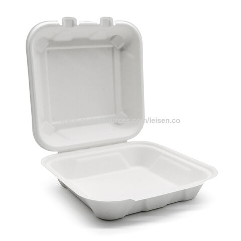 Buy Wholesale China 6-inch, Ribbed Hamburger Compostable Clamshell,,  Take-out/to-go Food Boxes - Biodegradable Containers, Hinged Lid -  Microwave-safe & Sugarcane Food Containers,food Boxes,hamburger Box at USD  0.0552