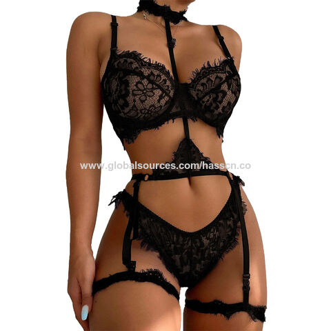 Sexy Lace Floral See Through Sheer Push up Bra Sets 2 Piece Bra and Panties  Set Women Plus Size Lingerie Matching Knickers Underwear