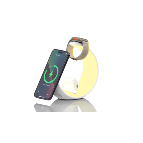 2024 Kleiner Mond Design Kabelloses Ladegerät 6 in 1 Magnetisches Telefonladegerät für iPhone und Android