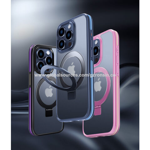 Phone Case for iPhone 15 Pro Max with Sliding Camera Cover, Hand Grip Anti  Slip Design Kickstand Ring Holder Hybrid Magnetic Wireless Charging Phone