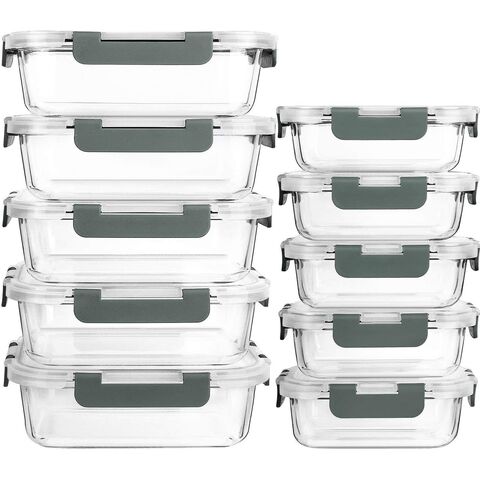 Luftdichte Glasbehälter mit Schnappverschluss für Lebensmittel, geeignet für Mikrowelle und Spülmaschine, zur Vorbereitung von Mahlzeiten for sale at factory direct price