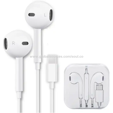 Original Phone 15 Max Wired Lightning Earbuds with Stereo Sound Earpods USB- C - China Wireless Earbuds and Noise Cancelling Earphones price