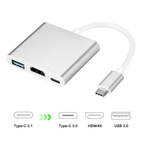 HUB TYPE C 3 EM 1 de alta demanda com TYPE C 3.0 PD e HDTV - Oferta especial