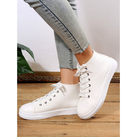 New Arrival Wholesale Vulcanized Plain Casual Custom Logo Ladies Sneakers  Rubber Women Canvas Trendy Shoes - China Sneaker Shoes and Women Shoes  price