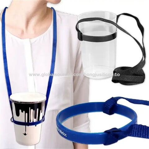 Lanyard portavasos personalizado de PVC o silicona para cerveza, vino y otras bebidas con logo para promociones B2B