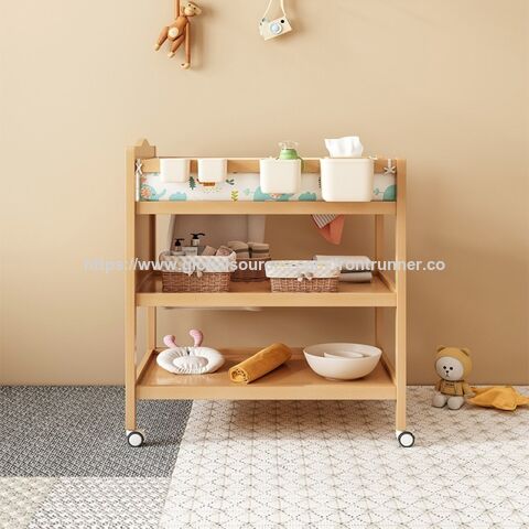 BSCI Audited Wooden Products Supplier Vertical Supplier Chain Wooden Furniture Manufacturer 3 layer Shelf w/Baby Changer Baby Crib