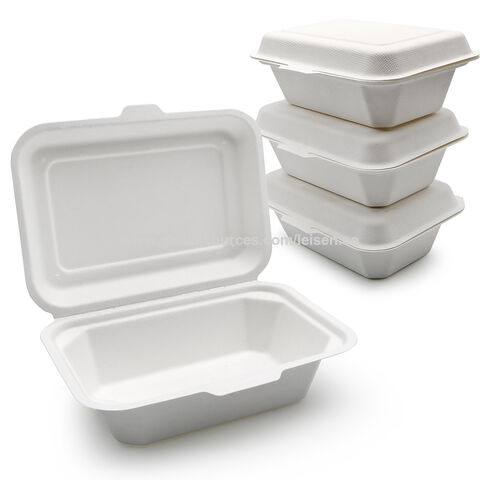 Biodegradable 6X6 Take out Food Containers with Clamshell Hinged