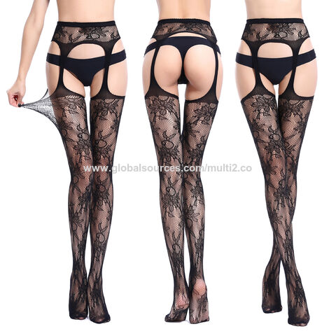 Meias de rede vazadas e sexy, lingerie, fio dental, meias de seda preta, roupa interior sexy para mulher for sale at factory direct price