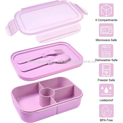 Bento Lunch Box,3 Compartment Meal Prep Lunch Containers,Leak Proof Bento  Box Adult Lunch Box, Plastic Reusable Food Storage Container With
