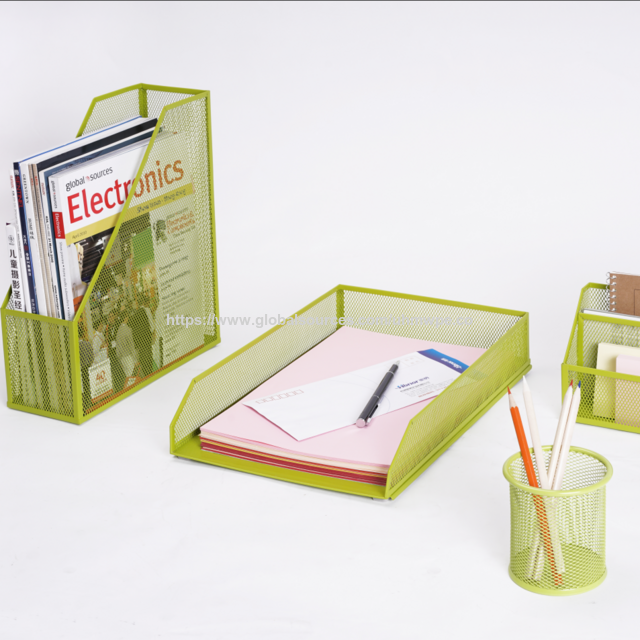 طقم مكتب شبكي معدني للمكتب مكون من 4 قطع - منظمات مكتب بالجملة for sale at factory direct price