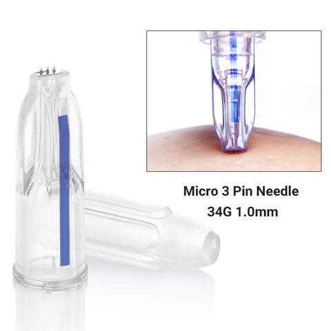 Inyector de mesoterapia desechable estéril de seguridad con 3 pines, aguja múltiple de cristal