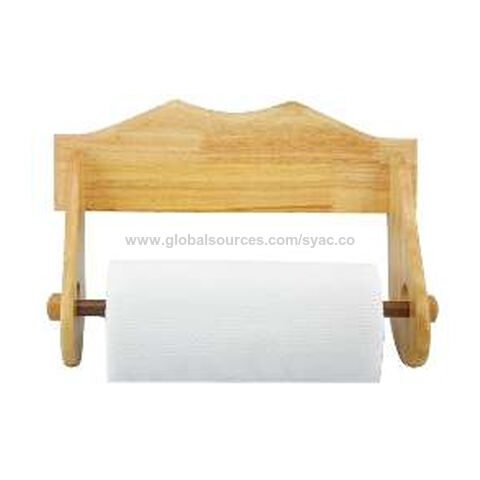 Wood Toilet Paper Holder Wall Mounted, Adhesive Toilet Roll Rack