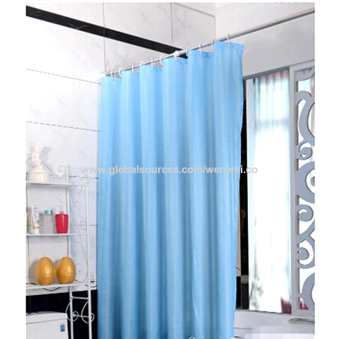 Factory Direct High Quality China Wholesale Striped Solid Polyester  Waterproof Shower Curtain $1.3 from Yiwu Wenwei Plastic Products Co. Ltd