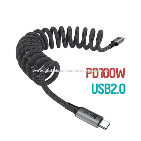 EINHEITS 2024 Neuestes trend iges einziehbares flexibles Spiral-Typ C USB-aufwickeltes Kabel mit Strom versorgung 100W Super-Schnell ladung