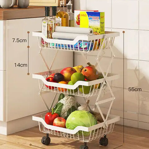 Chariot De Rangement De Cuisine Pliable,Chariot De Rangement De Cuisine,  Chariot De Rangement De Cuisine Multicouche, Pliable Sans Installation