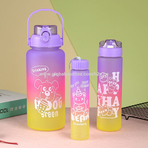 Beliebte Sportflaschen aus Kunststoff mit Strohhalm, Farbwechsel-Trinkbecher 300ML/ 700ML/ 2L Wiederverwendbare Plastikbecher