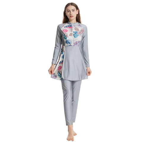 Nouveau modèle personnalisé de maillot de bain musulman pour femmes, manches longues en polyester, ensemble trois pièces pour la plage, fabriqué par des fabricants for sale at factory direct price