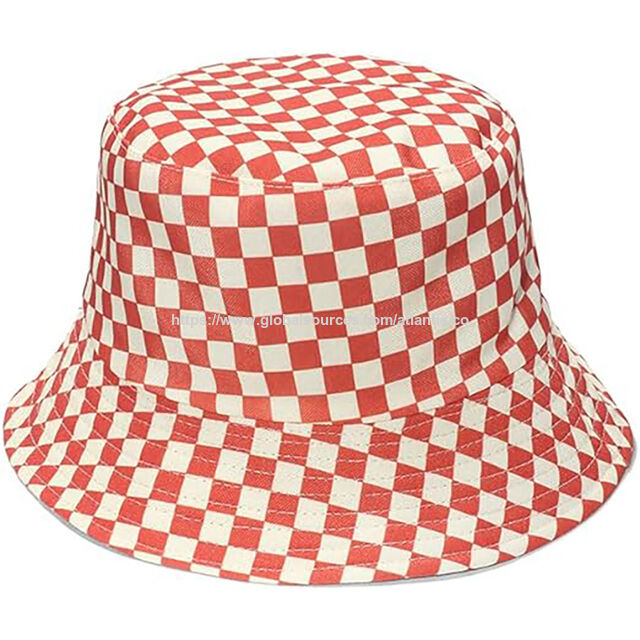 Sombreros de cubo de algodón transpirable a cuadros clásicos personalizados Protección solar Gorras de pescador a cuadros