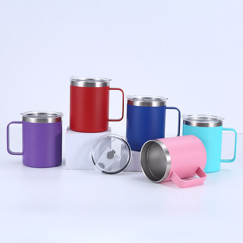304 Edelstahl 350ml Becher, Kaffeebecher für Büro mit Henkel, tragbarer Becher