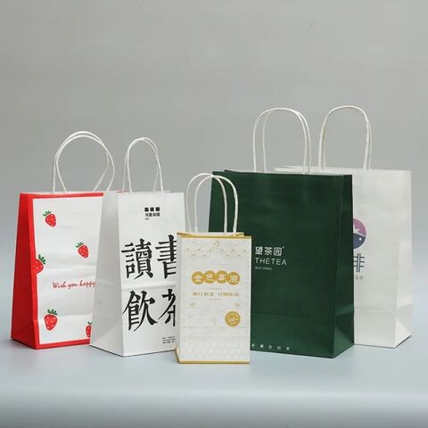 Sac en Papier Kraft Personnalisé avec Poignée, Sac à Emporter pour Restaurant et Restauration Rapide for sale at factory direct price
