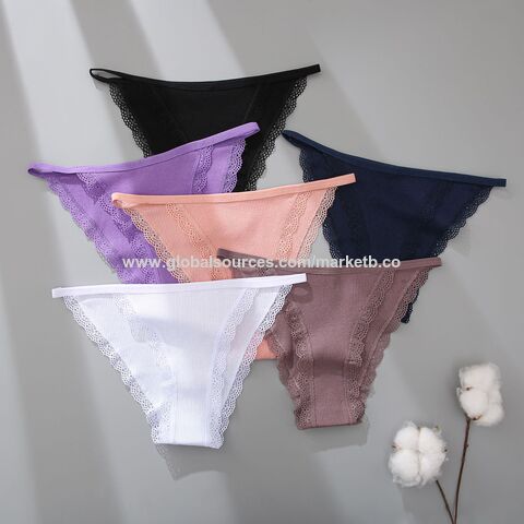 European And American Women's Underwear Female Students Version Comfortable  Mid Waist Athletic Underwear Women Thong Black at  Women's Clothing  store