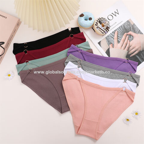 Cheap Fashion Seamless Panties for Women Solid Color Breathable Underpants  Mid-waist Briefs Girls Sexy Cute Underwear