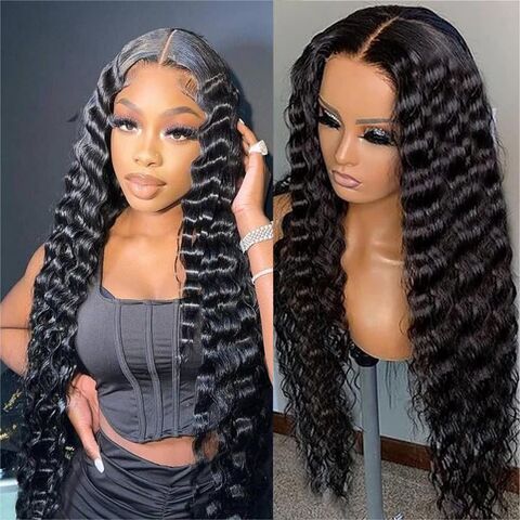 Headband Wigs Human Hair Deep Wave No Lace Front Wigs for Black Women  Unprocessed Virgin Hair Wet Curly Wigs Machine Made Glueless Headband Wig  Easy