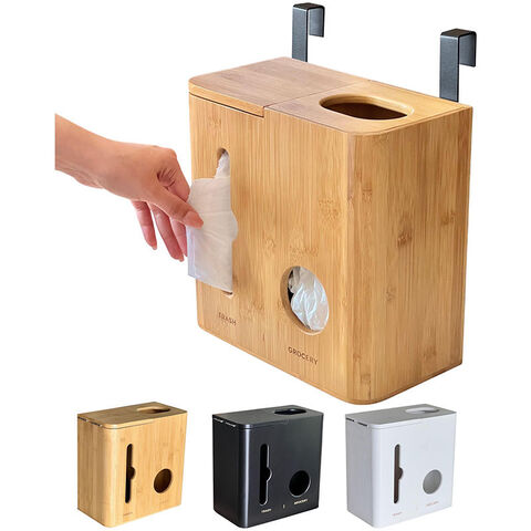 Bamboo Wall Mounted Garbage Bags Storage Box Kitchen Roll Holder Trash Bag  Dispenser For Plastic Bags - Expore China Wholesale Kitchen Rack and Trash  Bag, Trash Dispenser, Storage Box