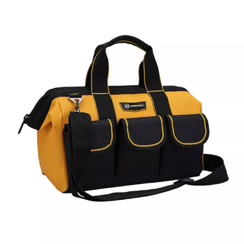 Bolsa de herramientas grande de alta resistencia para electricistas, técnicos y trabajos pesados, con boca ancha y cremallera, fabricada en poliéster, tipo tote con herramientas
