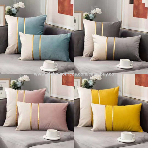 Almofadas decorativas nórdicas de luxo leve, capas de almofada de veludo holandês para cabeceira, almofadas de veludo para sofá e almofadas de apoio lombar por atacado