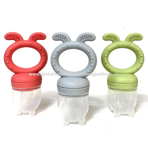 Alimentador de frutas para bebés recién nacidos, de silicona, grado alimenticio, sin BPA, fácil de agarrar, suave y seguro, para la dentición del bebé