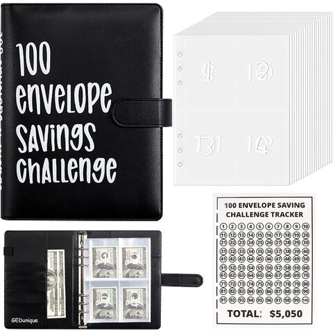 Classeur de défi de 100 enveloppes | Défi d'épargne du classeur d'enveloppe  de trésorerie - Classeur de budget étanche portable, défi d'épargne pour