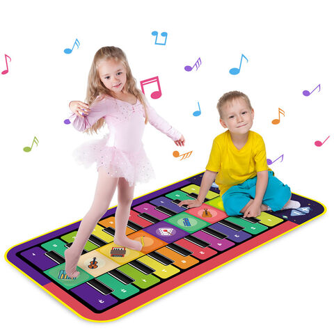 Cobertor de Piano Duplo Infantil, Brinquedos Musicais para Bebês, Tapete de Teclado de Piano de Chão, Cobertor de Animais, Tapete de Brincar Sensível ao Toque, Brinquedo Educativo Infantil