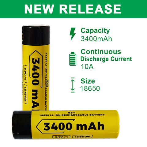 Batterie rechargeable 18650 Li-ion 3400mAh - 10A