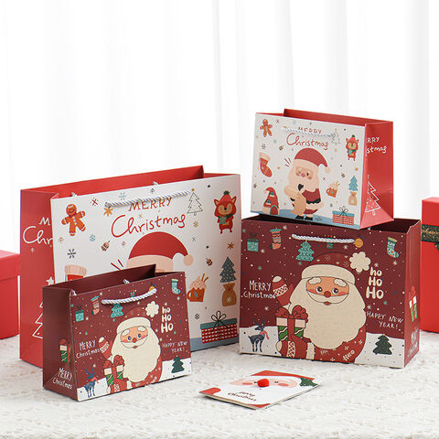 Bolsas de Regalo de Navidad, Bolsas de Mano Navideñas con Asas, Bolsas para Dulces Navideñas, Bolsas Navideñas Multifuncionales No Tejidas para Regalos for sale at factory direct price