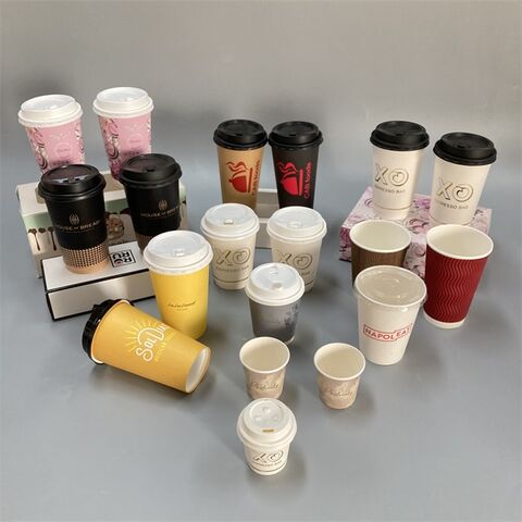 Single Double Wall Cup Logo Printed Disposable Paper Coffee Cups With ...
