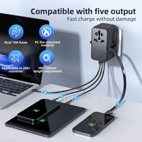 Worldplug B2B OEM 85W PD Schnellladegerät Multi Port Universal Reiseadapter für Macbook/Mobiltelefon/Switch for sale at factory direct price
