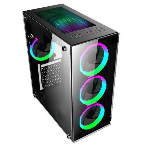 Wholesale Luminous chassis Gaming Computer Case Tempered Glass Side & Front Panel with RGB Fans USB3.0 ATX Mid-Tower Case for sale at factory direct price