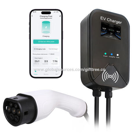 Fabricant Certifié de Bornes de Recharge EV avec Wifi, Bluetooth et APP, Wallbox 32 Ampères, Chargeur de Véhicule Électrique Type 2 AC pour Maison avec Prise