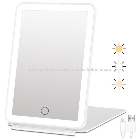 Espejo de Maquillaje Recargable con 72 Luces LED, Espejo de Belleza Portátil con Luz, 3 Colores de Iluminación, Pantalla Táctil Regulable, Pestaña for sale at factory direct price