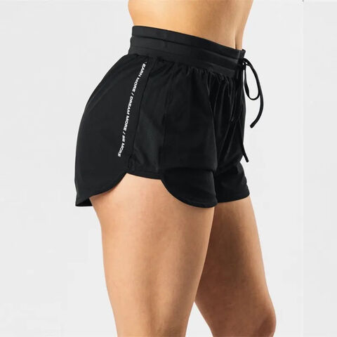Shorts de course à séchage rapide pour femmes en gros, short de sport élastique à la taille pour l'entraînement actif