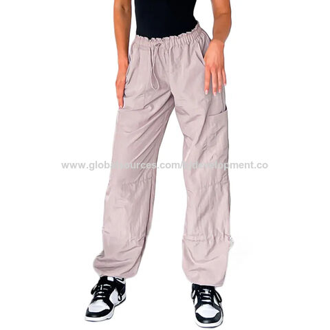 Pantalones Cargo de Mujer de Alta Calidad para Streetwear, Pantalones Paracaídas Anchos Rectos, Pantalones Casuales para Mujer for sale at factory direct price