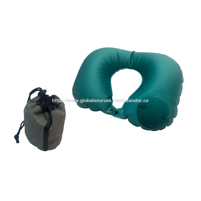 Oreiller de Cou Gonflable Type Presse avec Double Pompe et Fermeture à Bouton Pression. Fabriqué en Tissu TPU. for sale at factory direct price
